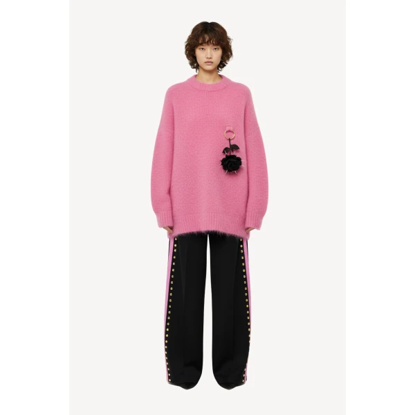 Loulou The Brand Mohair-Blend Sweater With Floral Pendant In Pink, view 2