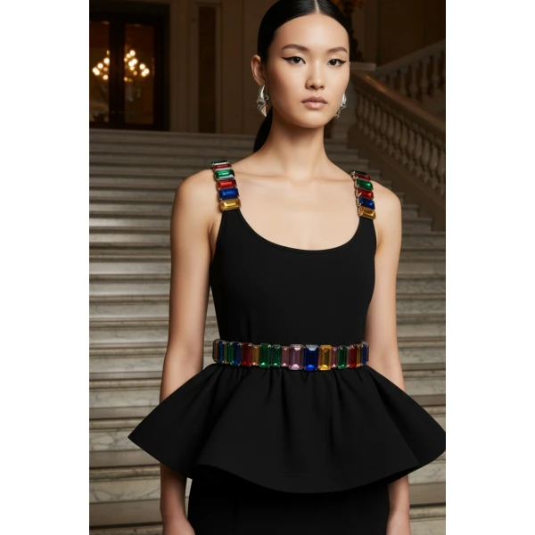 Loulou The Brand Peplum Crystal Dress, view 3
