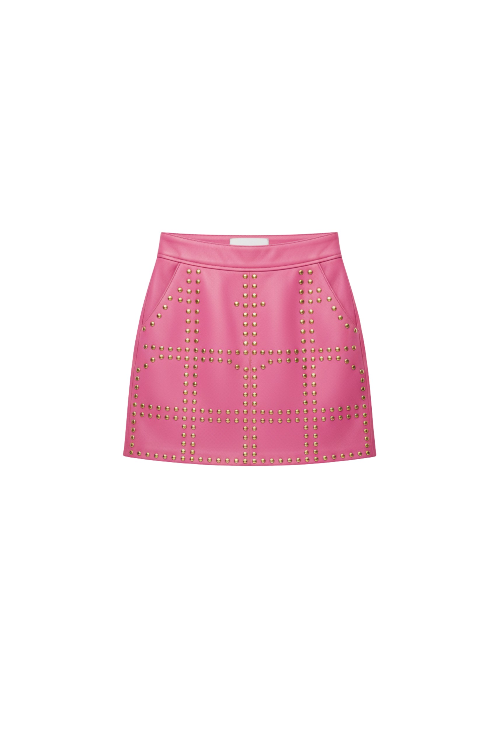 Loulou The Brand Pink Studded Leather Mini Skirt