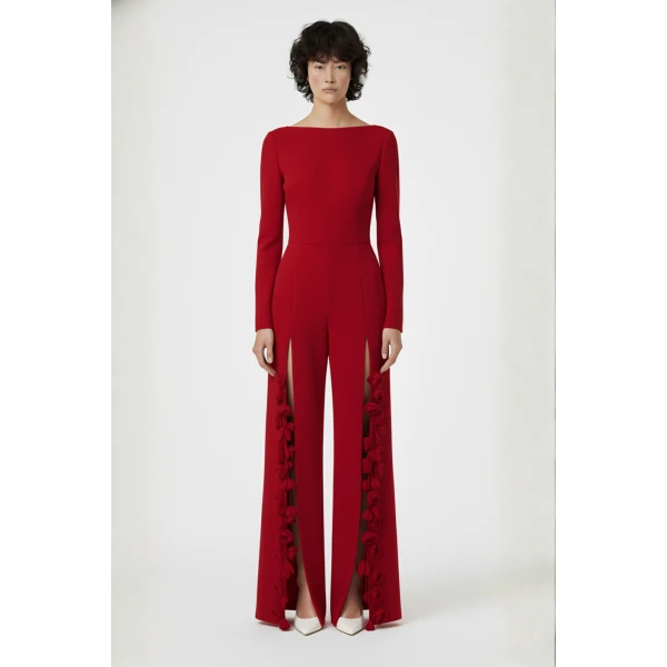 Loulou The Brand Red Rose Crêpe Jumpsuit, view 2