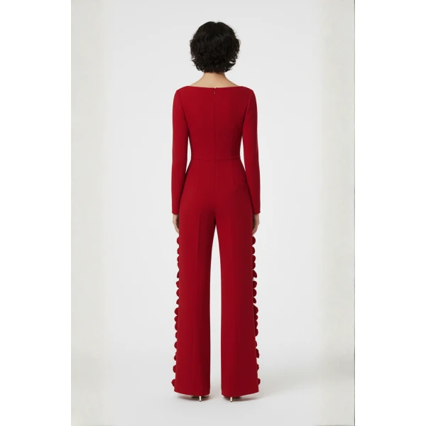Loulou The Brand Red Rose Crêpe Jumpsuit, view 3