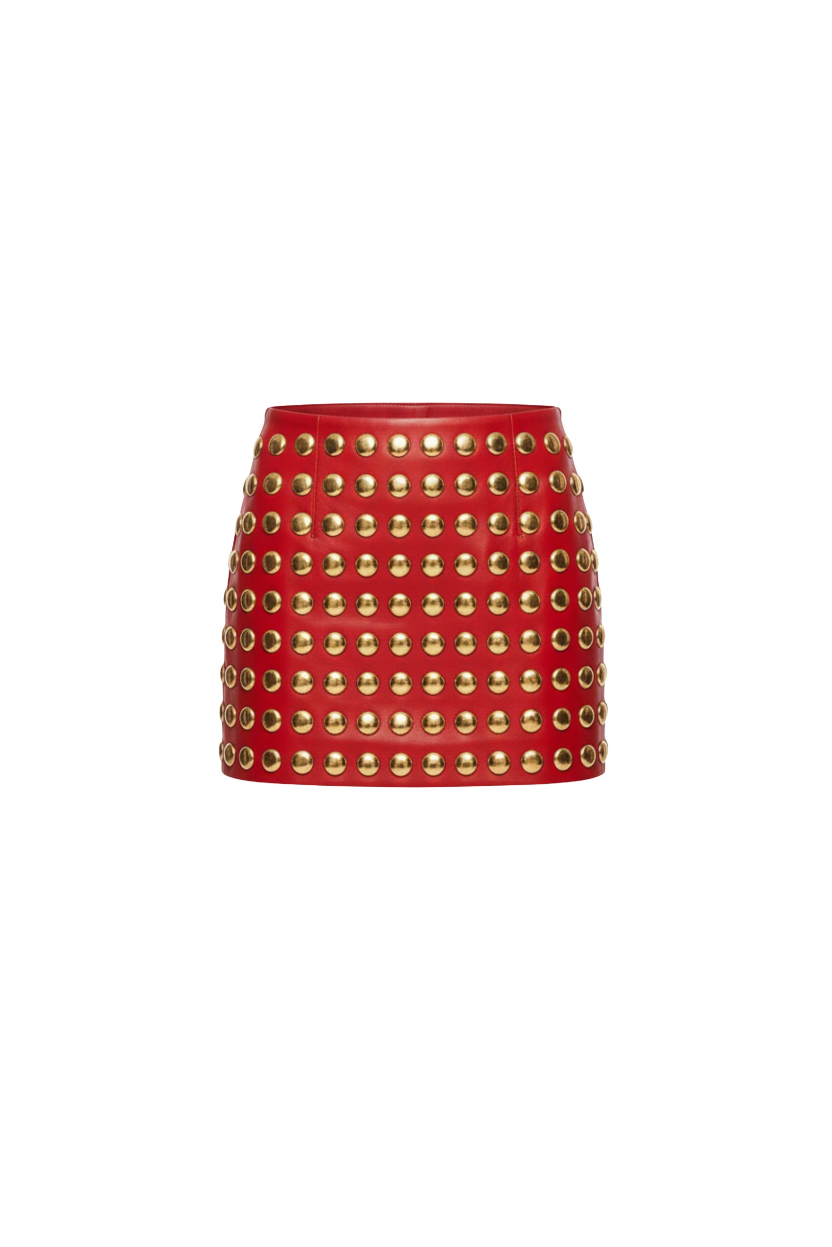 Loulou The Brand Red Studded Leather Mini Skirt