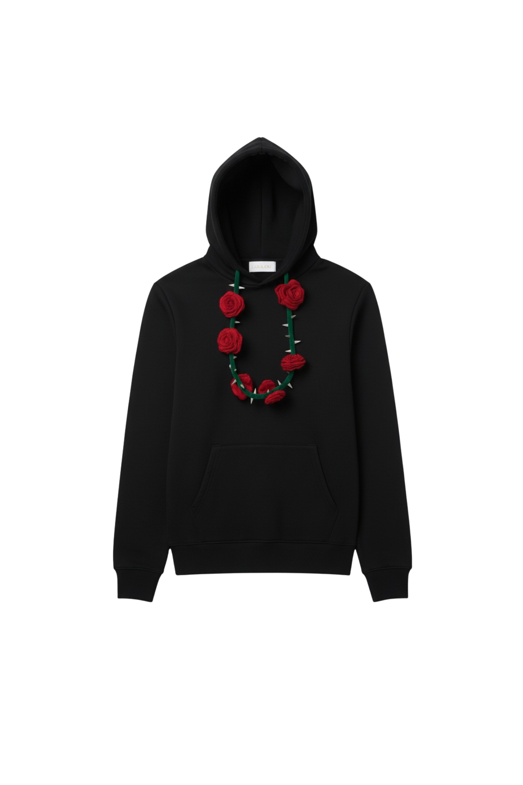 Loulou The Brand Rose Garland Hoodie In Black