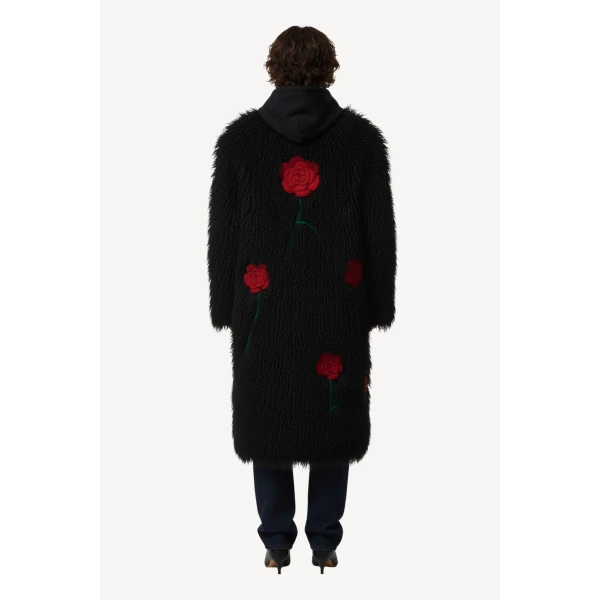 Loulou The Brand Shearling Coat In Black, view 3