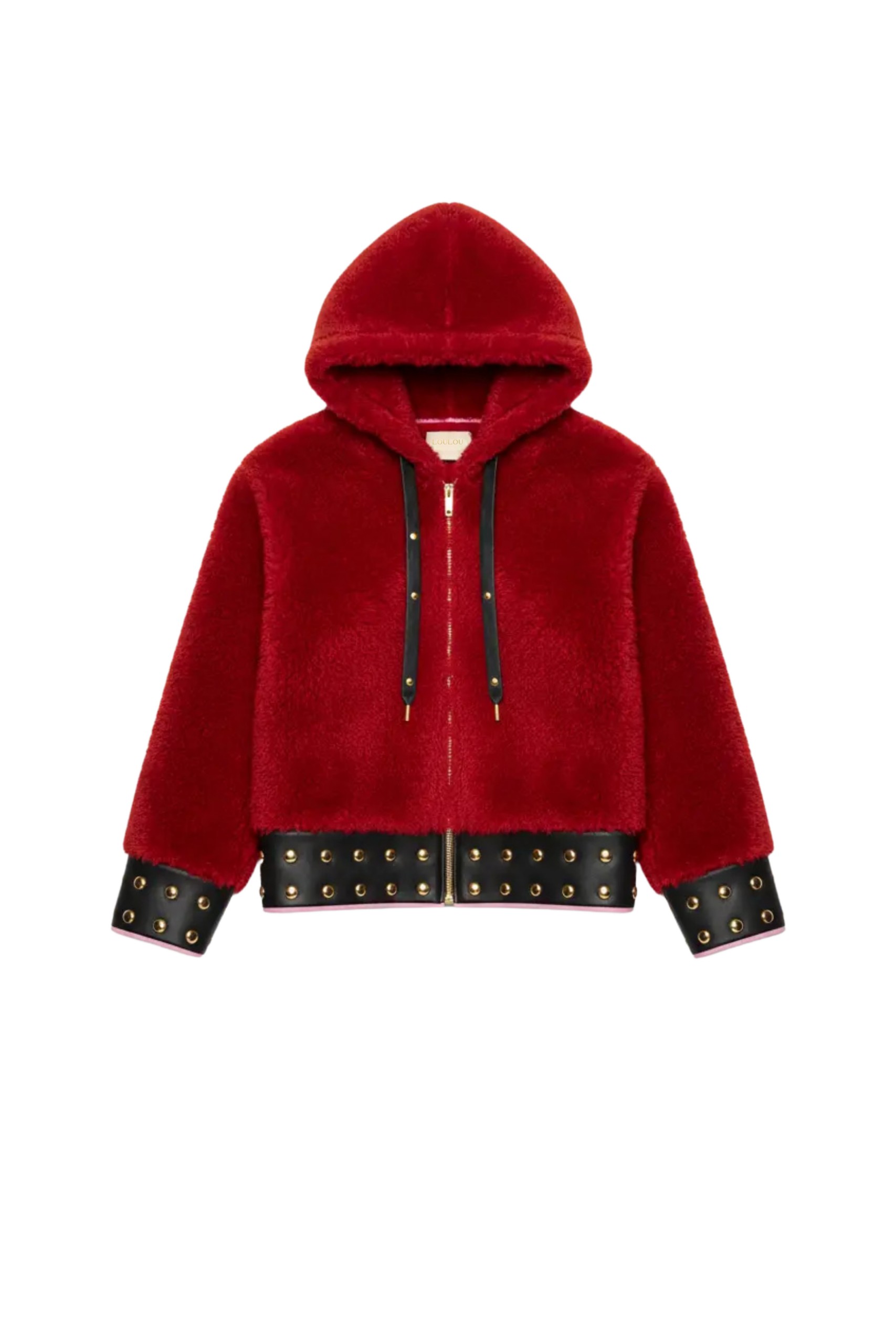 Loulou The Brand Shearling Hooded Jacket In Red