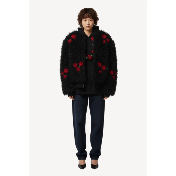 Loulou The Brand Shearling Jacket In Black, view 2