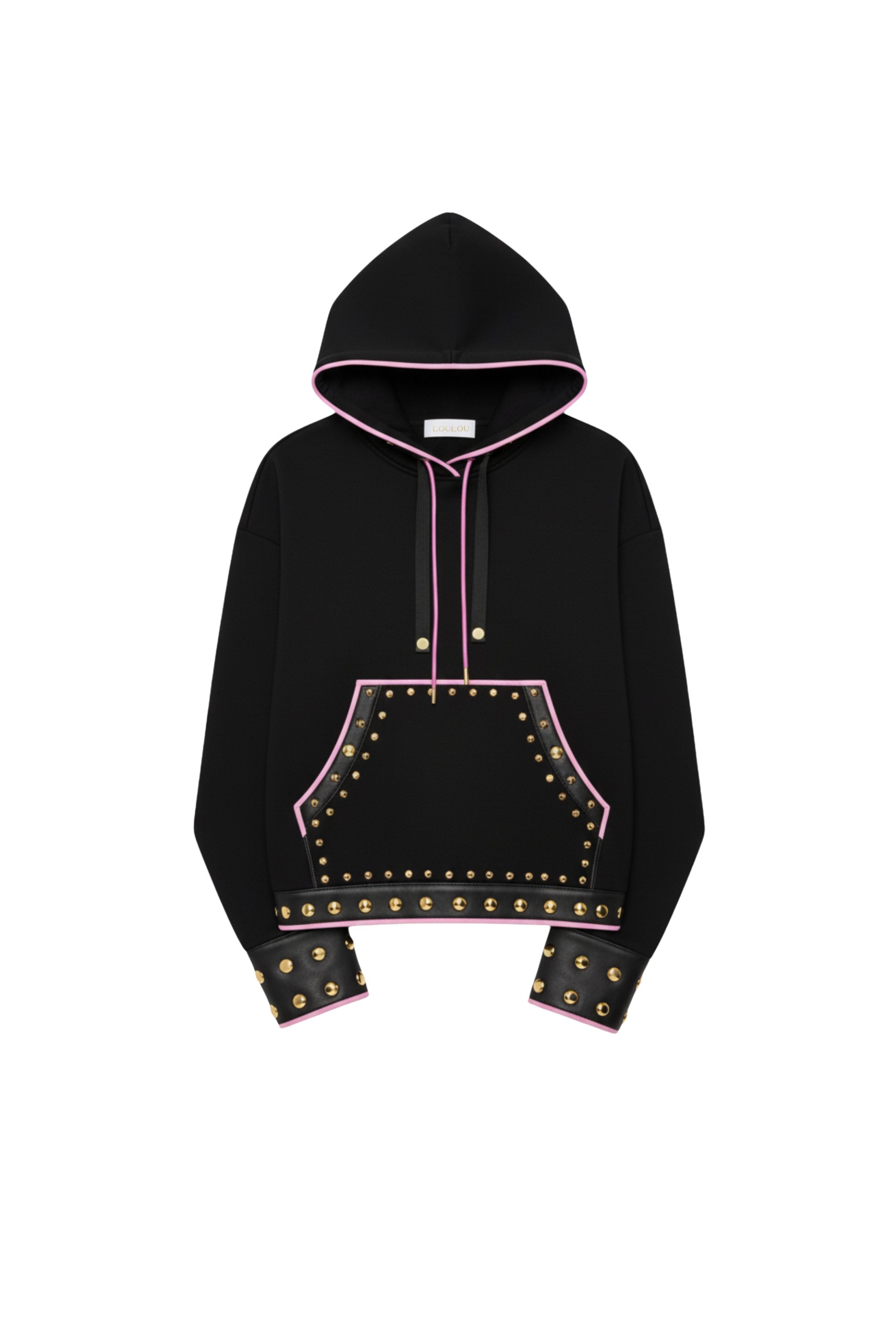 Loulou The Brand Studded Hoodie With Pink Trim