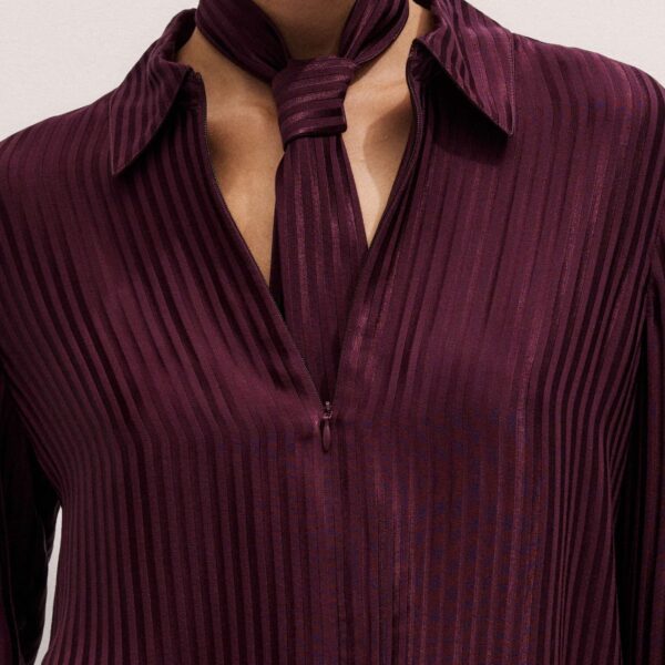 Tonal Stripe Satin – luxury British Red in Me and Em exclusively at Coveti