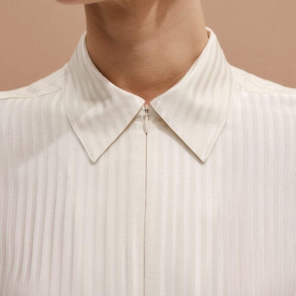 Tonal Stripe Satin – luxury British Ivory in Me and Em exclusively at Coveti