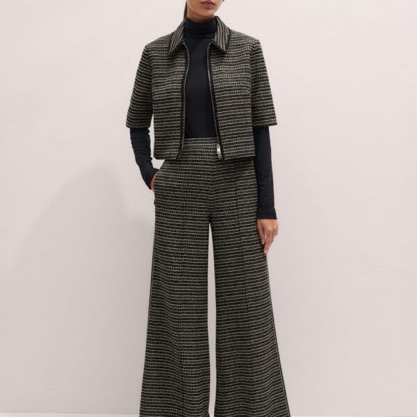 Tweed Jersey – luxury British Black in Me and Em exclusively at Coveti
