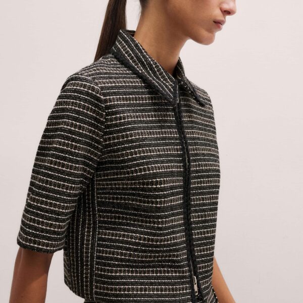 Tweed Jersey – luxury British Black in Me and Em exclusively at Coveti