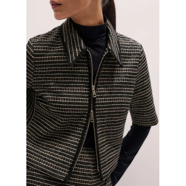 Me and Em AM-PM Zip-Front Top
Tweed Jersey Top, view 6