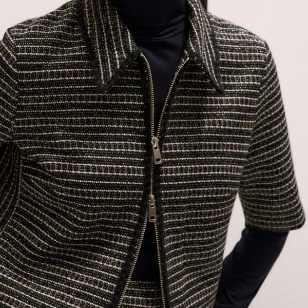Tweed Jersey – luxury British Black in Me and Em exclusively at Coveti