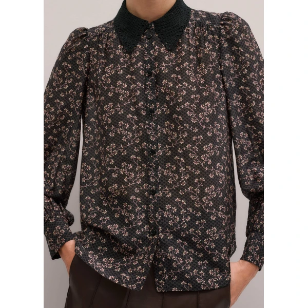 Me and Em Contrast Collar Blouse
Cotton + Silk Top, view 5