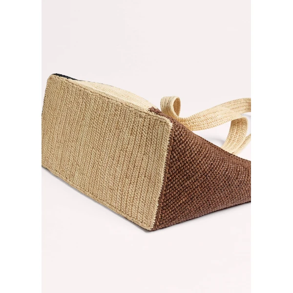 Me and Em Contrast Panel Tote
Woven Raffia, view 3
