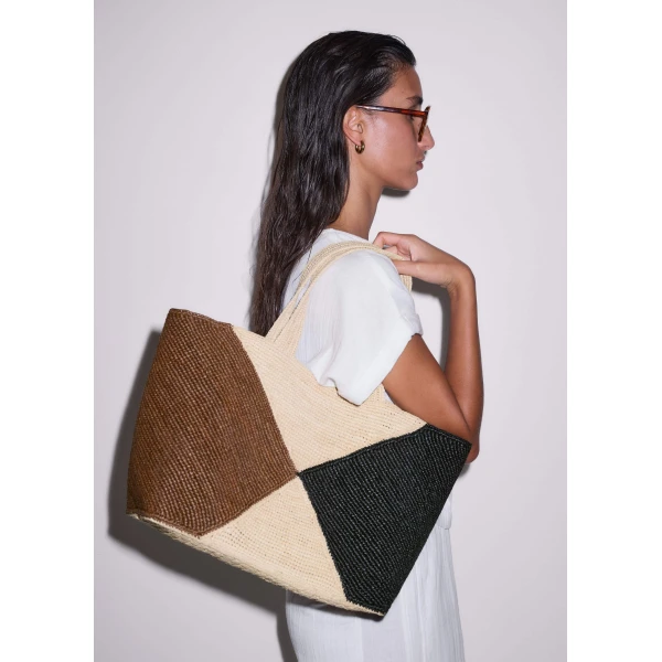 Me and Em Contrast Panel Tote
Woven Raffia, view 6
