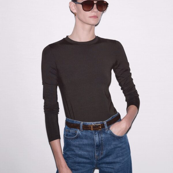 Soft Modal Jersey – luxury British Brown in Me and Em exclusively at Coveti