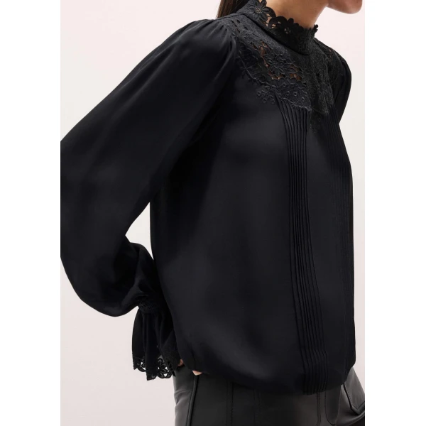Me and Em Embroidered Top
Matte Silk + Lace Top, view 6