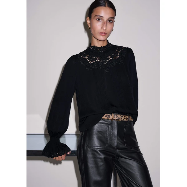 Me and Em Embroidered Top
Matte Silk + Lace Top, view 7