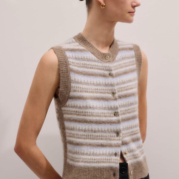 Alpaca Jacquard – luxury British Brown in Me and Em exclusively at Coveti