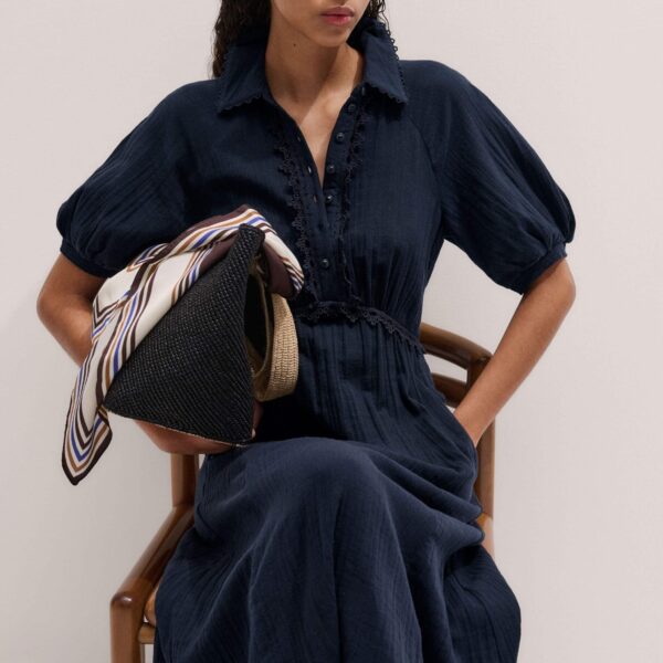 Cotton Cheesecloth – luxury British Blue in Me and Em exclusively at Coveti