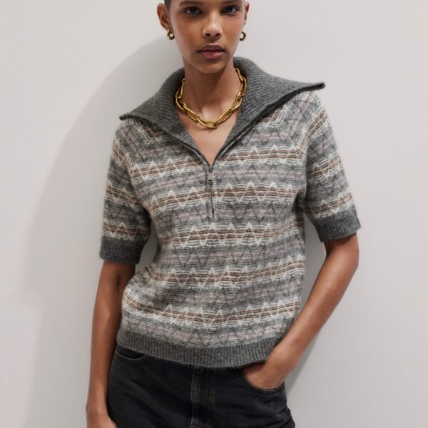 Me + Em Half Zip Knit Tee