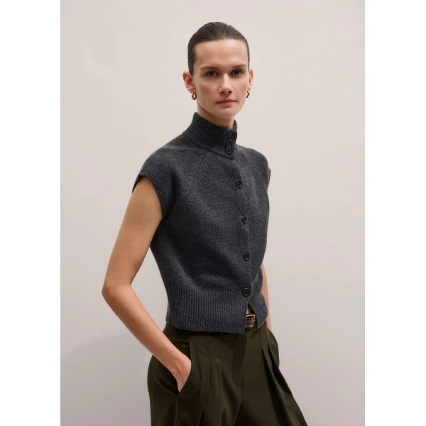 Me and Em High Neck Relaxed Vest
Merino + Cashmere Top, view 3