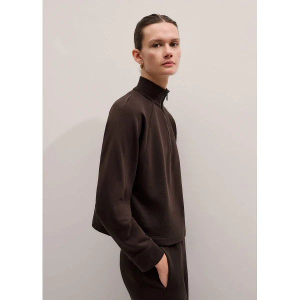 Me and Em High Zip Neck Crop Top
Cotton Loopback Top, view 2