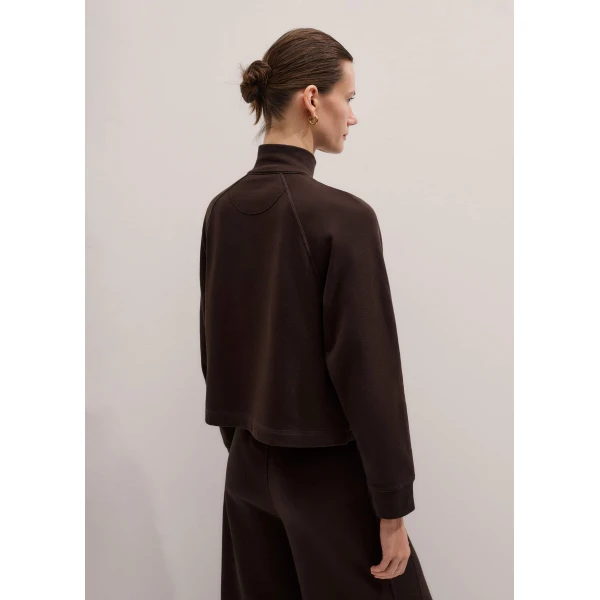 Me and Em High Zip Neck Crop Top
Cotton Loopback Top, view 3