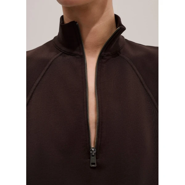 Me and Em High Zip Neck Crop Top
Cotton Loopback Top, view 5