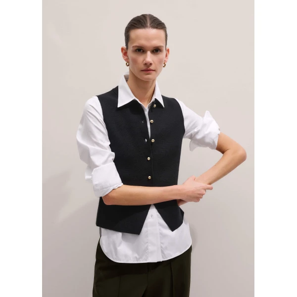 Me and Em Milano Knit Waistcoat
Merino + Cotton, view 2
