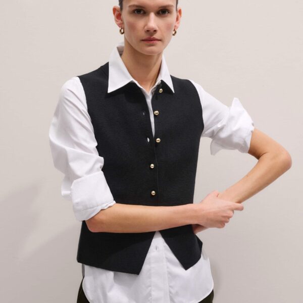 Merino + Cotton – luxury British Black in Me and Em exclusively at Coveti