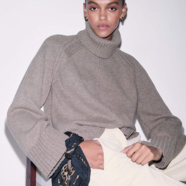 Merino + Cashmere – luxury British Brown in Me and Em exclusively at Coveti