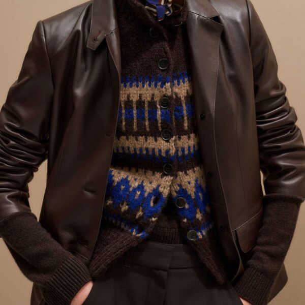 Alpaca Jacquard – luxury British Brown in Me and Em exclusively at Coveti
