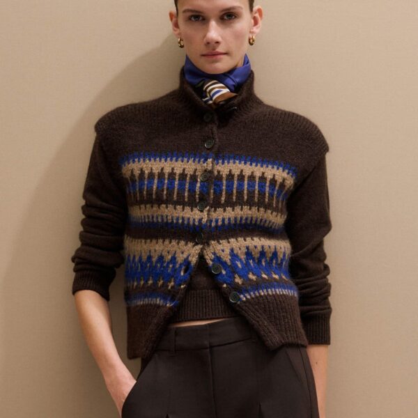 Alpaca Jacquard – luxury British Brown in Me and Em exclusively at Coveti