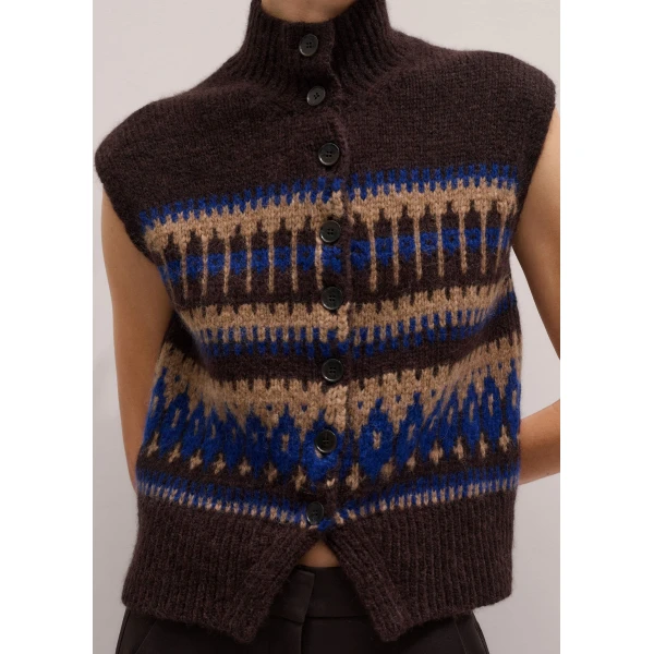 Me and Em Relaxed Button Vest
Alpaca Jacquard Top, view 7