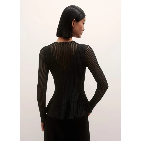 Me and Em Sheer Knit Peplum Top
Fine Metallic Knit, view 4