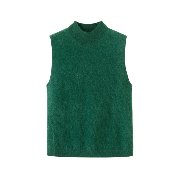 Slim Sweater Vest Brushed Cashmere in Green