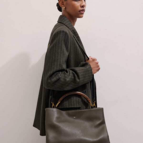 Italian Leather – luxury British Green in Me and Em exclusively at Coveti