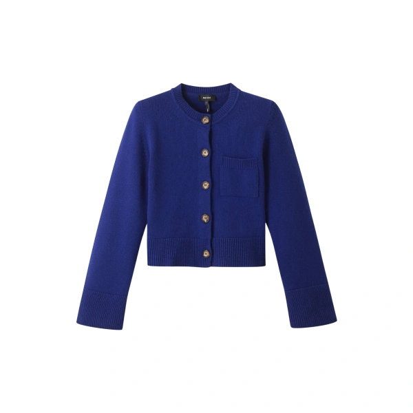 Straight Cardigan Merino + Cashmere in Blue