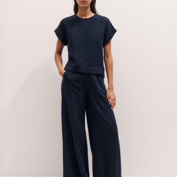 Cotton Cheesecloth – luxury British Blue in Me and Em exclusively at Coveti