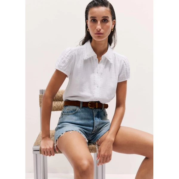 Me and Em Summer Trim Blouse
Cotton Cheesecloth Top, view 2