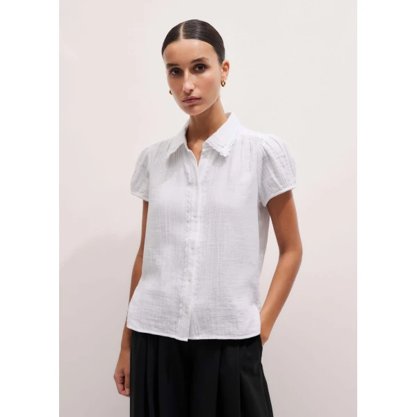 Me and Em Summer Trim Blouse
Cotton Cheesecloth Top, view 4