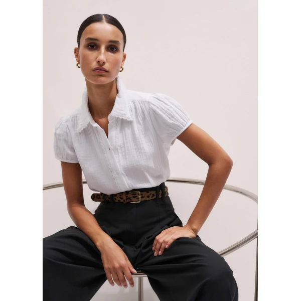 Me and Em Summer Trim Blouse
Cotton Cheesecloth Top, view 7