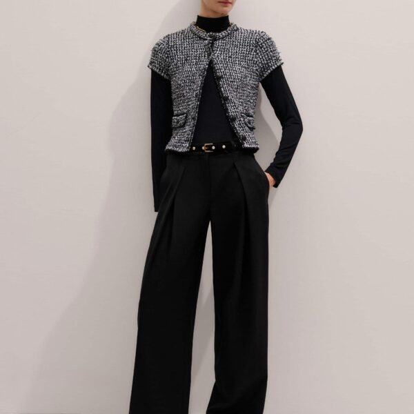 Tweed Cotton Knit – luxury British Black in Me and Em exclusively at Coveti
