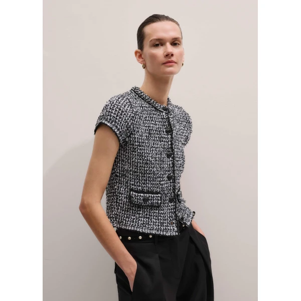 Me and Em Textured Crop Jacket
Tweed Cotton Knit, view 4