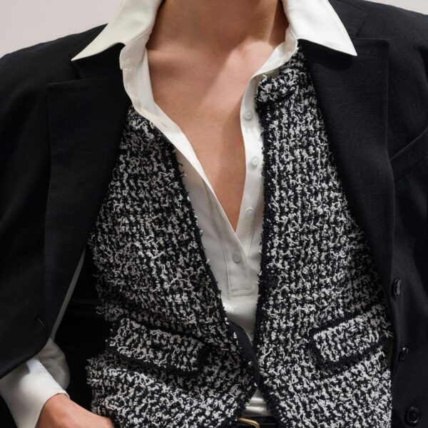 Tweed Cotton Knit – luxury British Black in Me and Em exclusively at Coveti