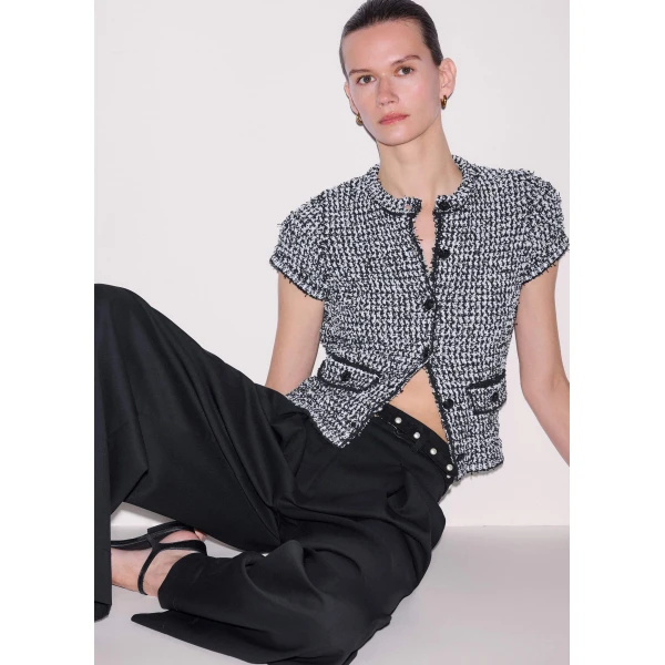 Me and Em Textured Crop Jacket
Tweed Cotton Knit, view 6