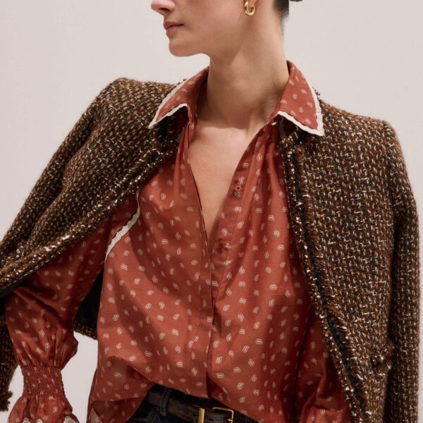 Cotton + Silk – luxury British Orange in Me and Em exclusively at Coveti