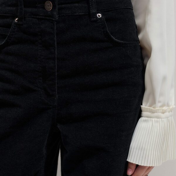 Velvety Stretch Cotton – luxury British Black in Me and Em exclusively at Coveti